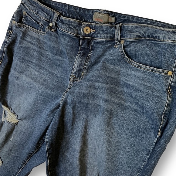 Torrid Crop Boyfriend Womens Jeans Sz 22 Distressed Frayed Hem Stretch Denim - Picture 6 of 12